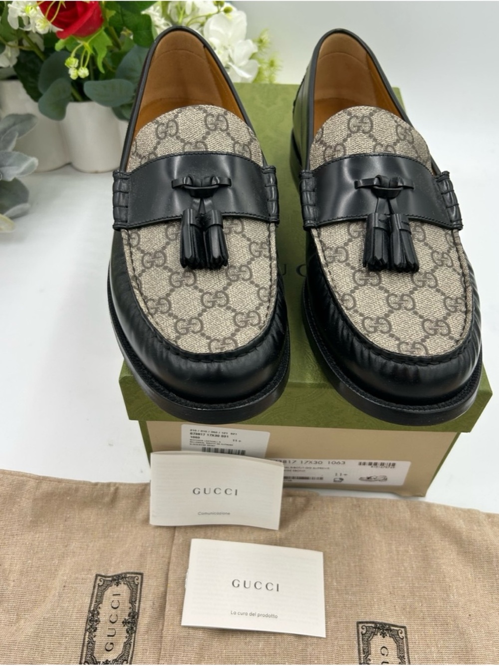 Gucci, GG Supreme tassel loafers size 11.5 fits 12 US made in Italy - Picture 3 of 7